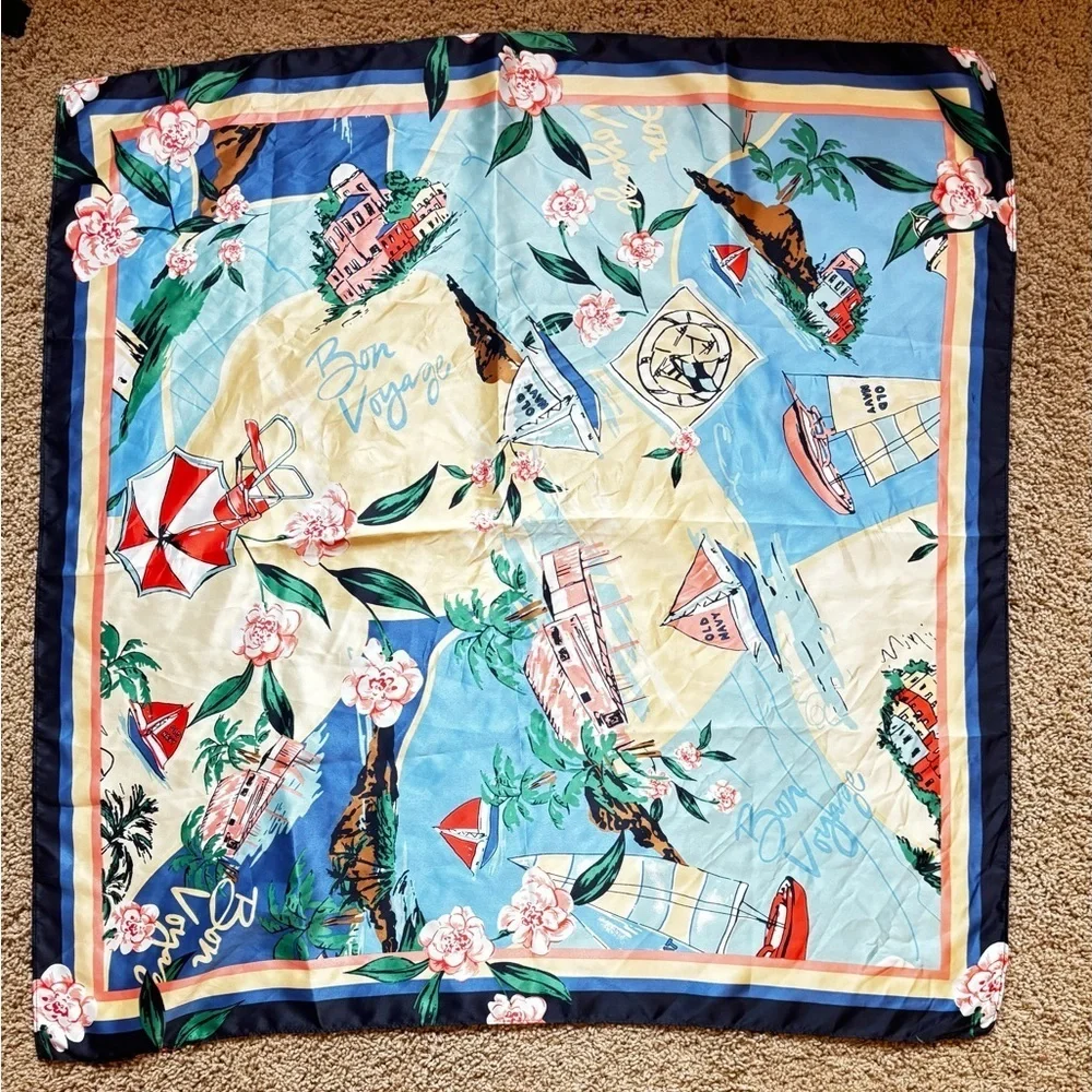 “Bon Voyage” Silky Large Scarf by Old Navy | 30 x 30”